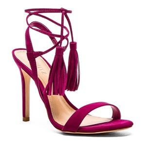 Schutz Maggie pink sandal heel with tassel